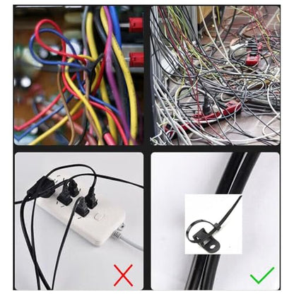 Black Cable Zip Tie Mounts Kit - 100 Pcs Saddle Type Mounts Base With 100 6" Nylon Cable Ties And 100 Tapping Screws - size: 6 Inch