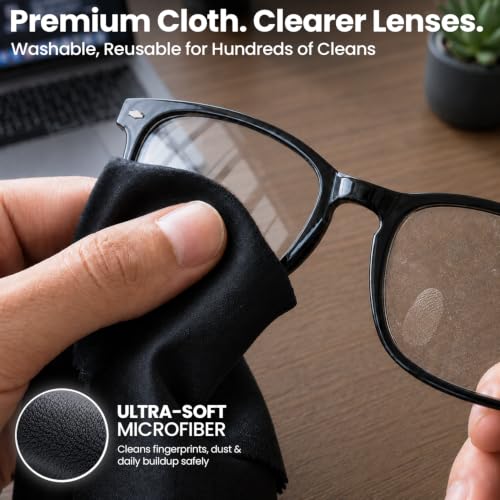 EVEO Glasses Cleaner Spray - Eyeglass Cleaner (No Streaks)| x2 Eye Glass Cleaners Spray + x2 Lens Cleaner Microfiber Cleaning Cloth, Glasses Cleaning Kit Eye Glasses Cleaner Spray & Cloth - 4oz(2ozx2) - size: 2 Fl Oz (Pack of 2)