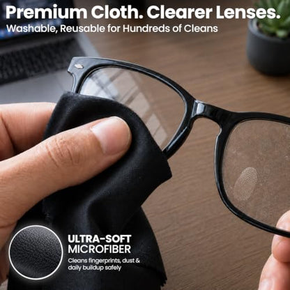 EVEO Glasses Cleaner Spray - Eyeglass Cleaner (No Streaks)| x2 Eye Glass Cleaners Spray + x2 Lens Cleaner Microfiber Cleaning Cloth, Glasses Cleaning Kit Eye Glasses Cleaner Spray & Cloth - 4oz(2ozx2) - size: 2 Fl Oz (Pack of 2)