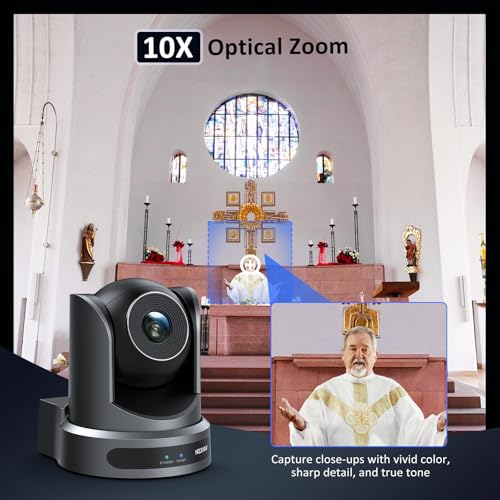 NexiGo Conference Room PTZ Camera System with 10X Optical Zoom, Remote Control, USB Output & Autofocus for Live Streaming, Meetings, Church Services, Education, for OBS/Zoom/Skype | Easy Setup - style: Optical Zoom FHD