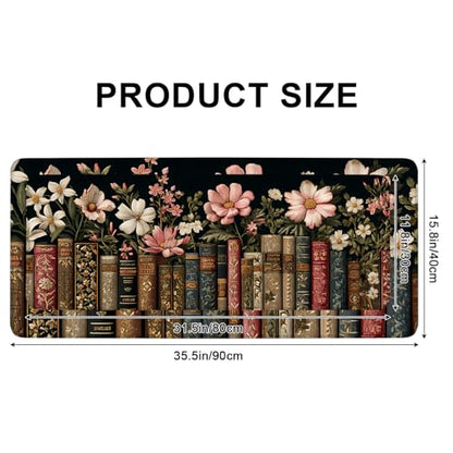 Mouse Pad, Large Anti-Slip with Stitched Edges Desk Mat Desktop Laptop Computer Desk Keyboard Mat,Table Protector Blotter Mat (Book, 35.4" x 15.7") - color: Book, size: 35.4" x 15.7"