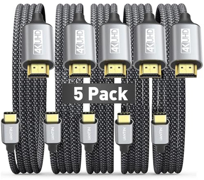 UANTIN USB C to HDMI Cable 10Ft for Home Office 4K High-Speed 5-Pack | USBC to HDMI Cord [Thunderbolt 3/4/5 Compatible] with MacBook Neo, Galaxy S9 to S25, iPhone 17 Pro/Max, iPad Pro, Surface - size: 10FT, style: 5 Pack