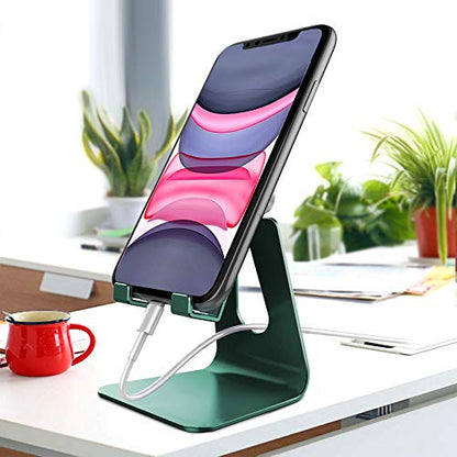 CreaDream Adjustable Cell Phone Stand, Phone Stand, Cradle, Dock, Holder, Aluminum Desktop Stand Compatible with Phone 13 12 11 Pro Max Charging, Accessories Desk, All Mobile Phones, Midnight Green - color: Turquoise Green