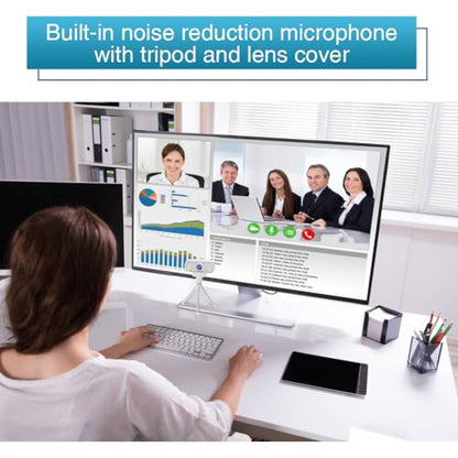 Webcam for PC, HD 1080P Webcam with Microphone, 110° Wide Angle USB Plug & Play - Noise Canceling for Video Calls, Streaming, Gaming - Built-in Privacy Shutter & Tripod - color: White