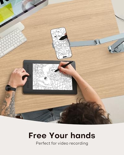 OMOTON Tablet Stand for iPad with 360° Rotation, GH03 Aluminum Alloy Long Arm Phone Mount with 2 Plastic Clamps (Phone & Tablet), Adjustable Holder for 4-13" iPad Pro/iPhone, Grey - color: Grey