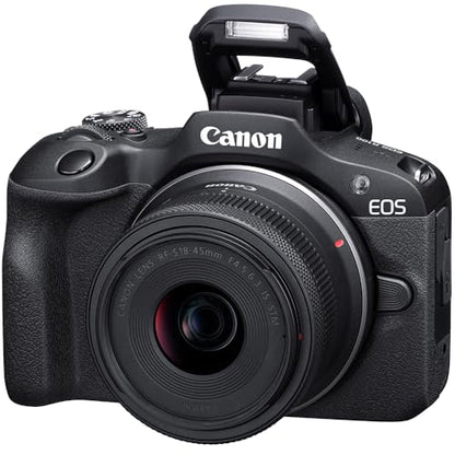 Canon EOS R100 Mirrorless Camera Two-Lens Bundle | RF-S 18-45mm + RF 75-300mm Lenses | 128GB Card & Editing Software | Canon USA Warranty | Authorized Dealer - color: Black