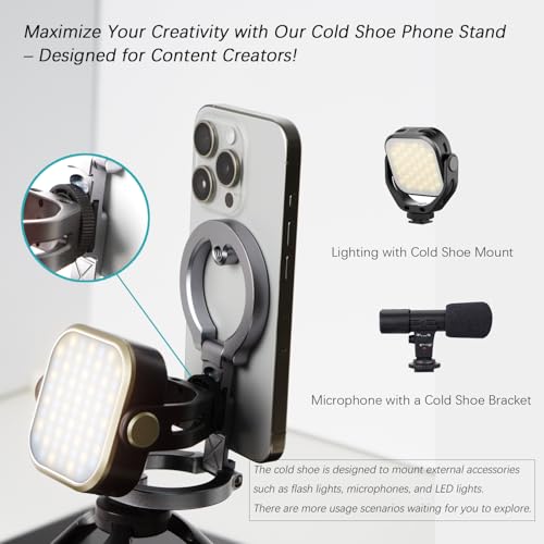 Dual Magnetic Phone Holder, 1/4" Screw Tripod Mount, Gym Magnetic Phone Stand for Car (Black)