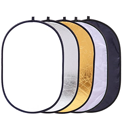 5 in 1 Portable 35"x47"/ 90x120cm Oval Collapsible Multi Disc Photography Studio Photo Camera Lighting Reflector/Diffuser Kit with Carrying Case, Great for Photo Shoots and Taking Pictures in Accurate - size: 35x47inch 5in1