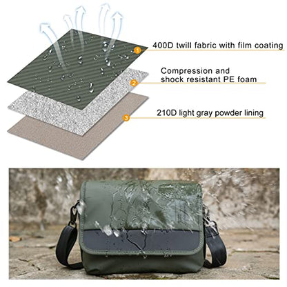 Besnfoto Camera Bag Small DSLR Camera Shoulder Bag for Photographer Waterproof Messenger Bag Crossbody Case Compatible with Canon Sony Nikon - color: Army Green, size: Medium