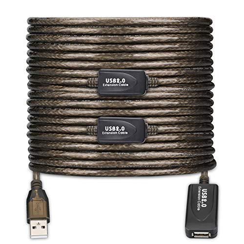 USB 2.0 Type A Male to A Female Active Repeater Extension Cable 100ft, High Speed 480 Mbps - color: Transparent black, size: 100FT