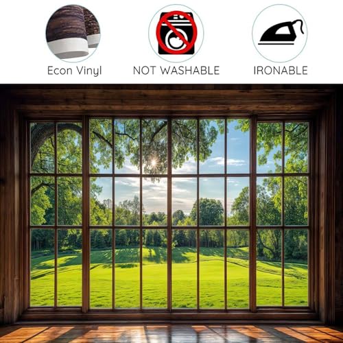 8X6ft Green Forest Natural Window Backdrop Business Office Video Conference Background Screen for Video Conferencing Photography Studio Background Props Holiday Party Birthday Party - size: 8x6FT