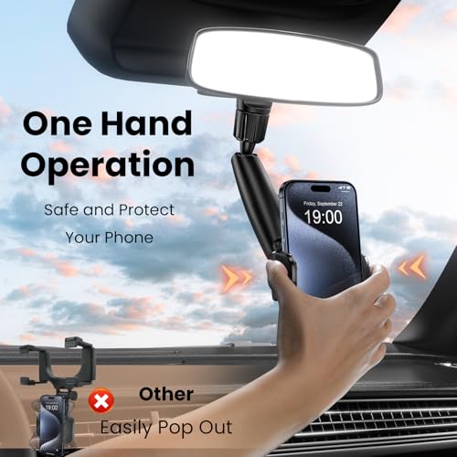Phone Holders for Your Car, Rear View Mirror Phone Holder, 360° Rotating Car Phone Holder Mount Compatible with All 4"-7" iPhone and Android Cell Phones - style: Rearview Mirror Phone Holder for Car