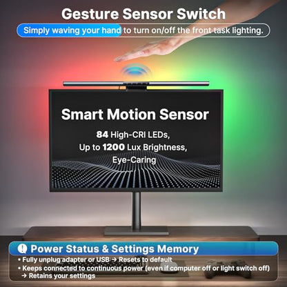 Syrinx Pro Monitor Light Bar with RGB Ambient Backlight, Home Office & Gaming Computer Monitor Lamp, CRI95+ No Glare Eye Care, 1200lm, 3000K–6000K Stepless Dimming, for 17"–34" Flat & Curved Monitors - style: Pro