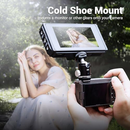 1/4''-20 Camera Tripod Ball Head Mount Adapter, Mini Ballhead with Cold Shoe Mount for Camera DSLR Tripod Selfie Stick LED Light Flash Microphone Phone Cage, 360-Degree Rotation, 90-Degree Tilt