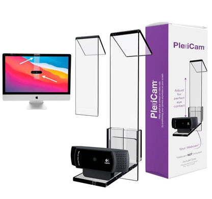 PlexiCam Pro V2 | Center Screen/Middle Screen Webcam Mount | Position Any Webcam (Not Included) Anywhere/Any Screen (Laptops-32) | Tripod gooseneck teleprompter Alternative for Eye Contact Audience