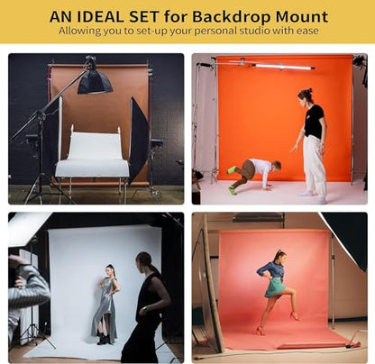 3 Roller Photography Backdrop Background Support Wall Mount Manual Pull Down System for Photo Studio with 6 Expand Bars + 3 Chains + 2 Tri-fold Hooks for Holding 3 Backdrops
