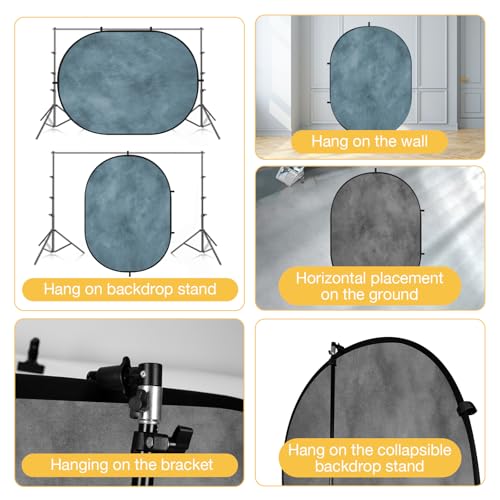 Kate Collapsible Backdrop Pop-up Photo Backdrops Folded Grey Teal for Photography, for Video, for Broadcast, 5x6.5ft