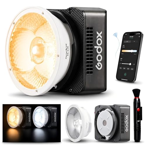Godox ML40Bi Bi-Color LED Video Light, Portable COB Photography Light with Built-in Battery, 2800K-6500K, 28,000 Lux with ML-L10 Reflector, CRI/TLCI 96, 11 FX Effects, USB-C Charging, App/NFC Control