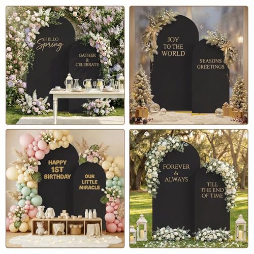Toolterritary Metal Arch Backdrop Stand and Cover Set, 8FT, 7.2FT Party Backdrop, Easy to Assemble, Backdrop Stand for Parties, Birthday, Baby Shower - color: Black, size: 8ft,7.2ft