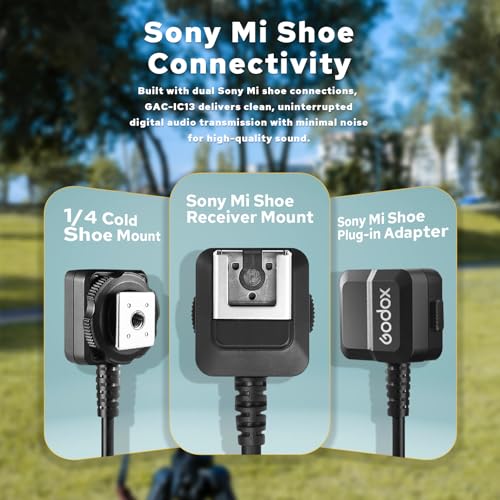 Godox GAC-IC13 Multi Interface Shoe Extension Cable for Sony Camera, 50CM Hot Shoe Adapter for Microphone Professional Audio Connectivity