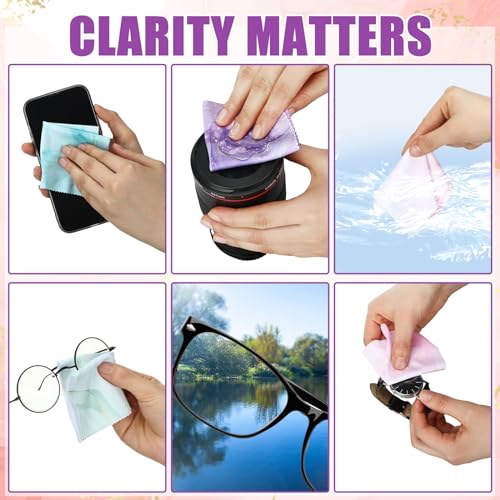 Copkim 24 Pcs Marble Eyeglasses Cleaning Cloths Microfiber Lens Cleaning Cloths Soft Reusable Glasses Tools for Eyeglasses Camera Lens Cell Phone Screen Glasses 6 x 6 Inches