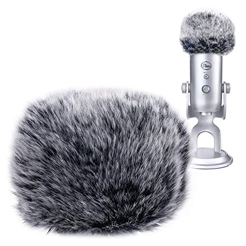 YOUSHARES Blue Yeti Pop Filter for Blue Yeti Microphone, Yeti Pro USB Condenser Mic, Windscreen Muff for Filtering Plosives and Hissing Noise, Mic Wind Cover - color: Foam Fur