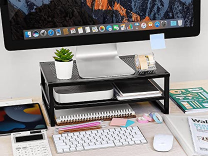 CAXXA 2-Tier Metal Laptop PC Monitor Stand Riser MAX 50 LBS Loading for Monitor, Printer,Black