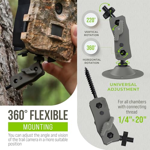 The...Cam Trail Camera Mount Kit – 6 Pack (3 Metal Mounts + 3 Straps), 360° Adjustable Tree & Wall Mount for Hunting & Security Cameras