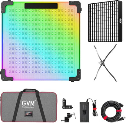 GVM 200W Flexible Led Panel Light Mat with Bluetooth Control, RGB Video Light with Softbox, 2000K-10000K Foldable Photography Light, 16 Kinds Lighting Scene, 1400pcs Led Beads, 23.62 * 23.62 inch - size: B200C