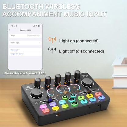 Podcast Equipment Bundle for 2, with XLR Dynamic Microphone, TF card, 5RGB,Surround Sound,Suitable for Live Streaming/TikTok/YouTube, Compatible with iOS,Android,PC,Camera RS2 - style: Audio interface+ 2 dynamic mics