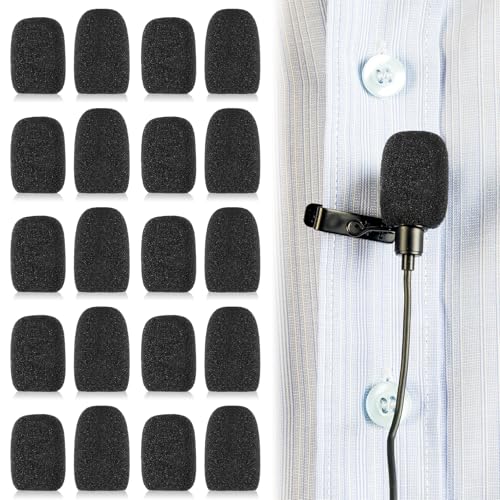 20 Pack 2 Sizes Microphone Covers Foam Microphone Foam Covers Small Ball-Type Windscreen Foams Mic Cover for Clear Audio Fits Podcasting Vlogging Interviews Video Recording(Black)