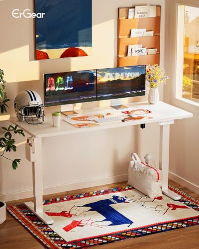 ErGear Height Adjustable Electric Standing Desk, 71 x 30 Inches Sit Stand up Desk, Memory Computer Home Office Desk, White - color: White, size: 70.9 X 29.5 Inches