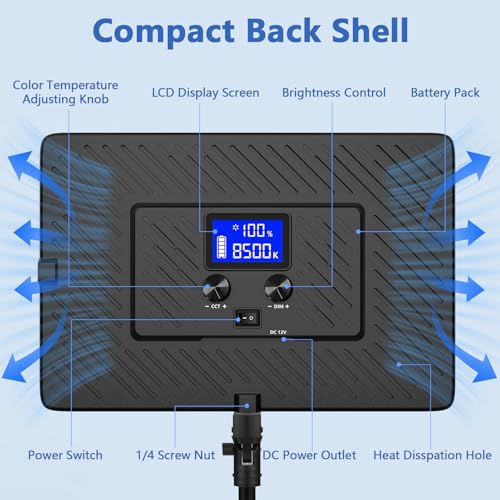 Led Video Light Panel Lighting Kit, QEUOOIY 2-Pack Bi-Color Photography Lighting with 63'' Tripods Stand, Built-in 8000mAh Battery, 2500-8500K Studio Light for Live Streaming/Outdoor Indoor/Tiktok