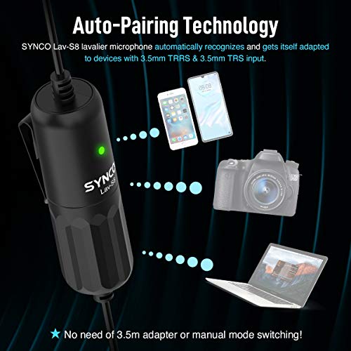 Lavalier Microphone, Wired Clip On Lavalier Lapel Microphone with 8M Cable, Omnidirectional Recording Microphone with Noise Reduction, 3.5mm for iPhone Camera Video Interview