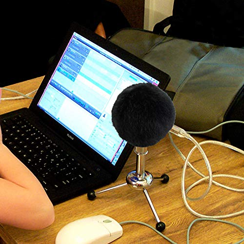YOUSHARES Furry Windscreen Muff - Customized Pop Filter for Microphone, Deadcat Windshield Wind Cover for Improve Blue Snowball iCE Mic Audio Quality (Black)