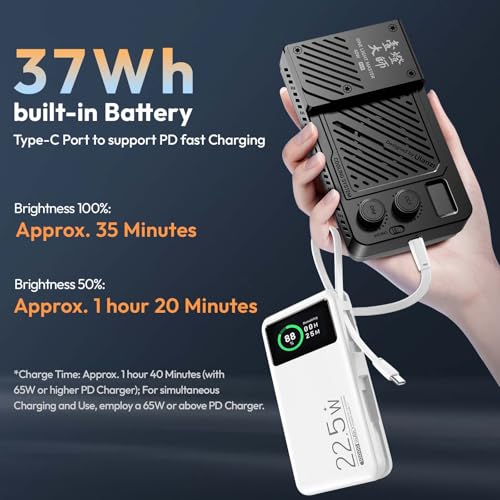 ULANZI 40W Portable RGB Video Light, 5000mAh Rechargeable LED Camera Light, 20 Scene Modes, 2700-6500K Mini Studio Lighting for YouTube, Vlogging, Live Streaming, Photography - color: LM-P40RGB
