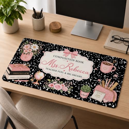 Teacher Desk Mat and Wrist Rest Set - Composition Book Large Mouse Pad with Ergonomic Keyboard Support, Cute Classroom Decor, Appreciation Gift (Style 9) - color: Style 9