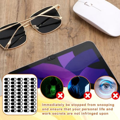 50 Pcs Webcam Cover Slide, 0.023 Inch Ultra-Thin Universal Camera Privacy Cover Black Phone Camera Covers Slide for Phone, Laptop, Computer