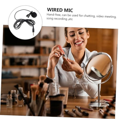 Toyvian Mini Clip Lavalier Condenser Microphone for Smartphones Laptops and Cameras Portable Hand Mic for Video Recording and Meetings Includes Rotary Clip Black