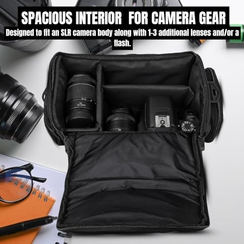 Large Digital Camera / Video Padded Carrying Bag / Case for Nikon, Sony, Pentax, Olympus Panasonic, Samsung, and Canon DSLR Cameras + eCostConnection Microfiber Cloth - style: Large
