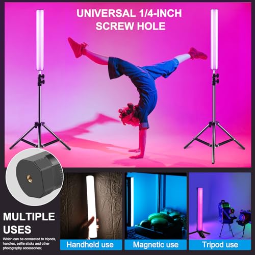 114 LEDs RGB Video Light Wand, Magnetic Handheld Magnetic Tube Light 2500K-9000K CCT & 20 Scene Modes with 3000mAh Battery, 95+ CRI, 120° Beam Angle for Photography YouTube TikTok Vlog - size: 11.8 inch