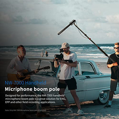 NEEWER NW-7000 Microphone Boom Arm, 3 Section Extendable Handheld Mic Arm with 3/8" & 3/8" to 5/8" Screw Adapter, 3ft to 8ft Adjustable Length,Auxiliary - style: ST-NW-7000