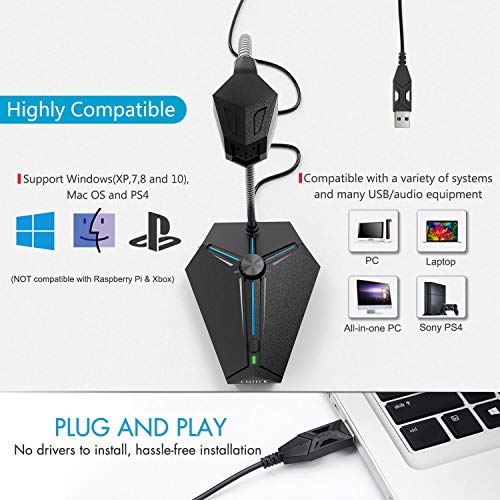 CMTECK Computer Microphone, G006Plus USB Desktop Condenser PC Laptop Mic, Mute Button with LED Indicators, Compatible with Windows/Mac (with Volume Knob) - color: with volume control