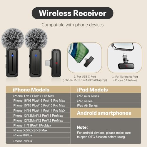 MAYBESTA Wireless Mini Microphone for iPhone & Android Phone | Lapel Microphones with Charging Case, Clear Voice, Noise Cancelling, 2 Clip on Content Creator Mics for Tiktok YouTube Vlog - color: Matte Black with Charging Case