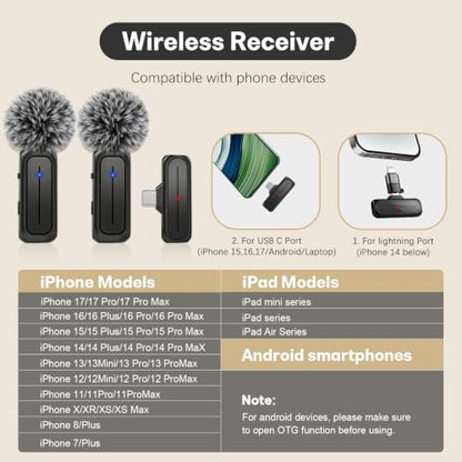 MAYBESTA Wireless Mini Microphone for iPhone & Android Phone | Lapel Microphones with Charging Case, Clear Voice, Noise Cancelling, 2 Clip on Content Creator Mics for Tiktok YouTube Vlog - color: Matte Black with Charging Case