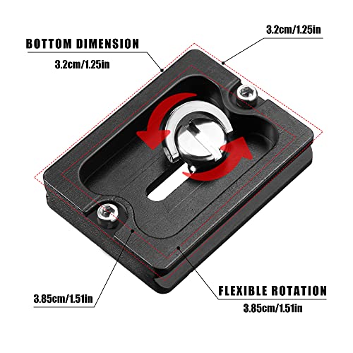 Frienda 2 Pieces Metal Quick Release Plate with 1/4''-20 Camera Screw Tripod Mount Plate Fits Standard for DSLR Camera Tripod Ball Head(Black,Pu50) - color: Black, style: PU50