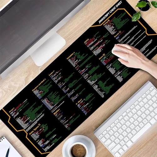 Javascript Cheat Sheet Desk Mat for Software Engineers, Software Development Mouse Mat, Web Developers and Programmers Mouse Pad, Gift Coworker Quick Key, Anti-Slip Keyboard Pad KMH - color: Javascript 1