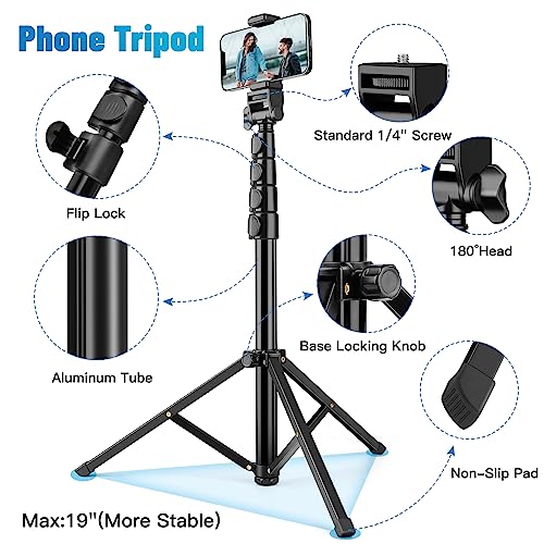 Victiv Phone Tripod, 70" Tripod for iPhone with Remote and Phone Holder, Sturdy & Stable, Adjustable Camera Stand & Selfie Stick Mode, Perfect for Selfies/Recording/Vlogging/Live Streaming