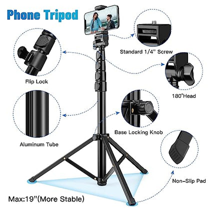 Victiv Phone Tripod, 70" Tripod for iPhone with Remote and Phone Holder, Sturdy & Stable, Adjustable Camera Stand & Selfie Stick Mode, Perfect for Selfies/Recording/Vlogging/Live Streaming - size: 70 inch
