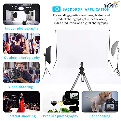 ISSUNTEX 10X24 ft Background Muslin Backdrop, Photo Studio, Collapsible High Density Screen for Video Photography and Television-White - color: White, size: 10X24 ft